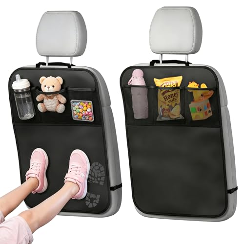2 Piezas Organizador Asiento Coche, Protectores de Asiento para Coche con 2 Bolsillos, Tejido Oxford, Cubre Asientos Coche Niños para Turismos, SUV y Todoterrenos, para Botellas, Juguetes y Libros