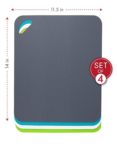 Image of Dexas Heavy Duty Cutting Board Grippmat, Flexible Cutting Boards for Kitchen, Set of 4, Non Slip Plastic Board Cutting Mat 11.5 by 14 inches, Gray, Turquoise, White, Green Set Kitchen Gadgets