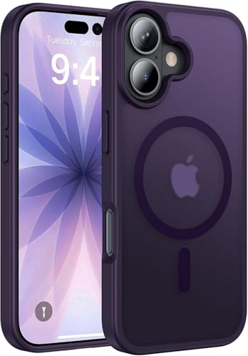 Image of Elzzi Magnetic for iPhone 17 Case, [Full Camera Protection] [Compatible with Magsafe] [Translucent Matte] Shockproof Protective Phone Case for Men & Women - Deep Purple