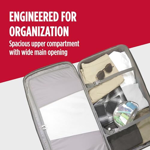 FUL Workhorse 30-Inch Rolling Duffel Bag, Split-Level Travel Luggage with Hardshell Base and Wheels, Dark Red3