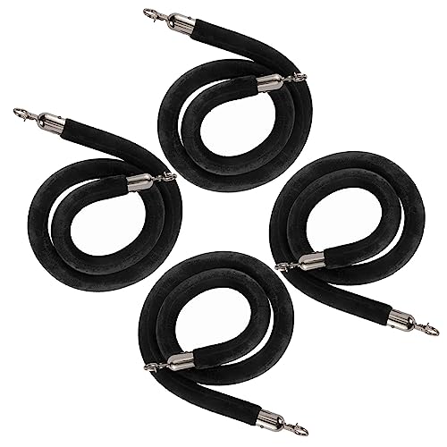 NovelBee 4pcs Black Velvet Ropes with Black Hooks,6.6 Feet Stanchion Ropes