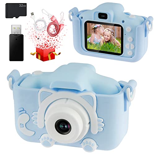 Kinderkamera,1080P Digitalkamera für Mädchen Geschenke von 3-12 Jahre, 32GB, 2.0” Selfie Kinder Kamera, 40MP Fotoapparat Kinder für Jungen Weihnachten Geburtstag Spielzeug, Blua Cover