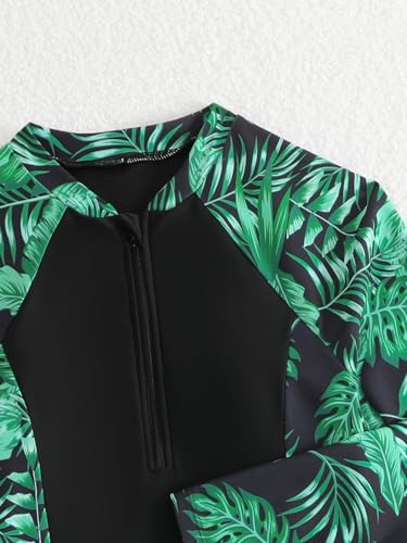 Image of SEGT Girl's Floral Long Sleeve Rash Guard with Bikini Bottom 2 Piece Swimsuit Set