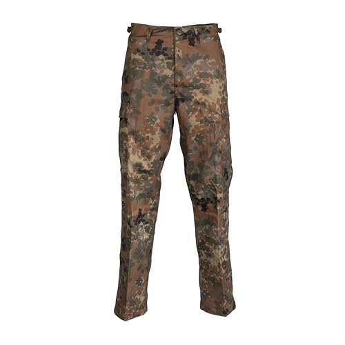 Mil-Tec US Ranger Hose Typ BDU • Herren Cargohose mit 6 geräumigen Taschen • Taktische Hose mit verstellbarem Kordelzug & Gürtelschlaufen • Feldhose für Outdoor, Arbeit & Freizeit • Flecktarn, L