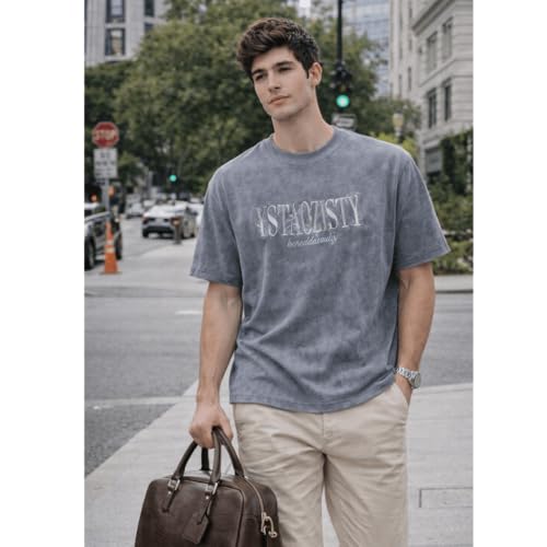 Image of THE MEN THING Still Form Box TEE Oversized T-Shirt - Charcoal Ash
