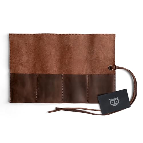 Hide & Drink, Leather Watch Roll Organizer Handmade from Full Grain Leather, Holds Up to 4 Watches, Easy Carry On Watchlover Storage (Bourbon Brown)