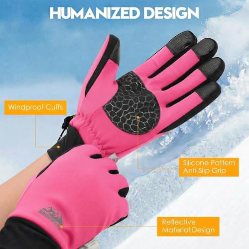Image of Bruvoalon Winter Gloves for Women & Men, 3M Thermal Insulation, Lycra Fabric, Touchscreen, Anti-Slip