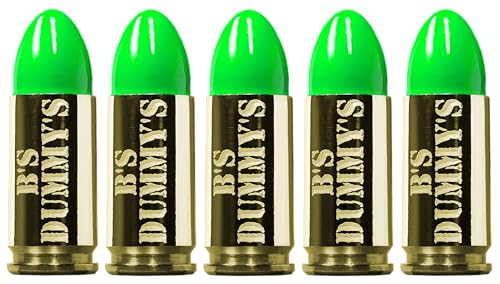 B's Dry Fire Snap Caps - A.K.A. B's Dummy's - Dummy 9mm Luger Training Caps (5 Pack) (Neon Green Brass)