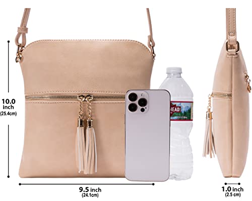Image of Solene Womens Lightweight Medium Crossbody Purse with Tassel, Perfect Size Crossbody Bags for Daily Use, travel