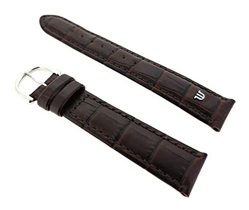 EulitMaurice Lacroix Crocodile Grain Original Watch Strap 20 mm Dark Brown Clasp Stainless Steel, brown, Strap.