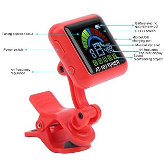 Accordeur de guitare numérique LCD à clipser rechargeable par USB pour guitare électrique, ukulélé, violon (rouge) – Image 3