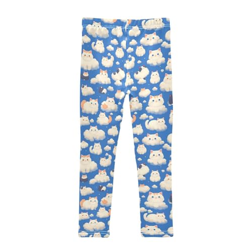 KLL Cats with Cute Clouds Pattern with Blue Sky Toddler Girl Active Leggings Stretch Full Length Workout Pants Sports2