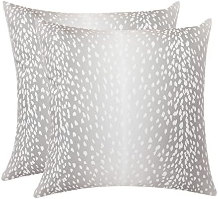 Set of 2 Antelope Pillow Covers, 26x26 Inch Soft Linen Faux Fawn Animal Print Modern Euro Throw Pillow Covers, Square Neutral Accent Pillow Case Sham for Couch Sofa Bedroom Decorative Brown and White