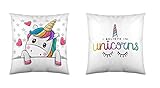 cojines unicornio Su medida es 45x45 y va sin relleno.
