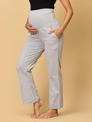 Image of The Mom Store Maternity Track Pants | for Pregnant Women with Ultimate Comfort | Prenatal Yoga Pants | Pre and Post Pregnancy
