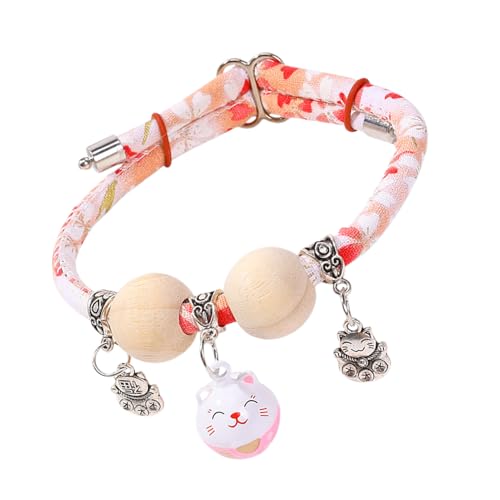 Collar de gatito, collar de gato con cuentas de cedro, collar estético de animales con hebilla ajustable para caminar, viajar, sala de estar, razas pequeñas, medianas y grandes