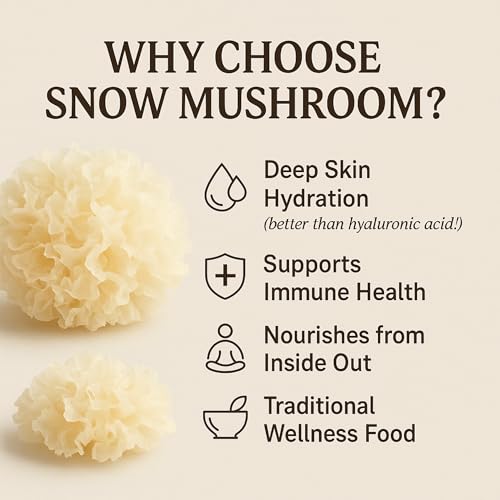 Image of Dried Snow Mushroom (Tremella Fuciformis) - 60g | Natural White Fungus | Culinary & Herbal Use | Premium Grade | Vegan & Gluten-Free | Skin Care