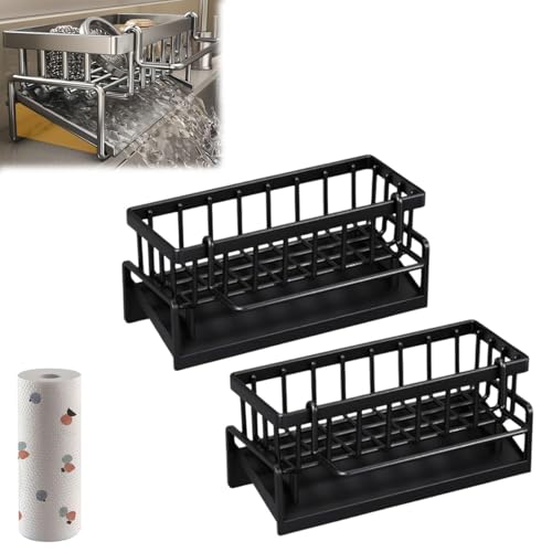 CAFIEDR 2 Piece Stainless Steel Sink Rack 4 in 1 Sponge Holder & Soap Dispenser nizer Kitchen Sink Accessories Countertop Draining Rack Space Saving Kitchen Storage