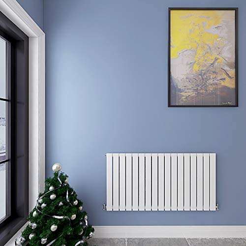 Acezanble∣Horizontal Designer Flat Panel Radiator White 600x1156mm Single Panel Central Heating — image 1