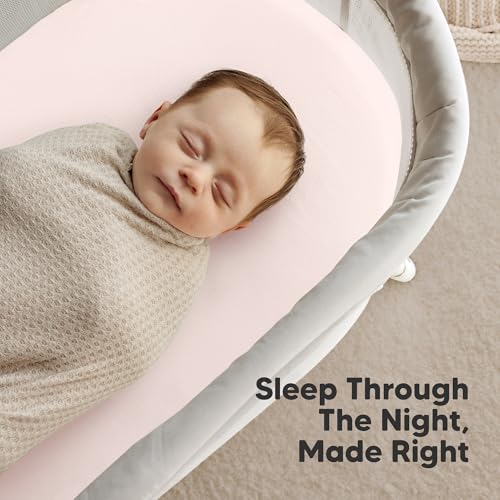 Image of 2pk Organic Baby Bassinet Sheets Boys, Girls, Fitted Sheet (Mist Rose) | 100% Cotton Bassinet Mattress Sheets, Compatible with Halo Bassinest Swivel Sleeper, Graco, Baby Delight, Universal Fitted