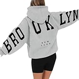  Today 2023 New York Print Oversized Hoodies For Womens Fall Fashion 2023 Crewneck Pullover Loose Fall/Winter Tops Outfits Clearance My Orders Lightning Deals of Today B-grey