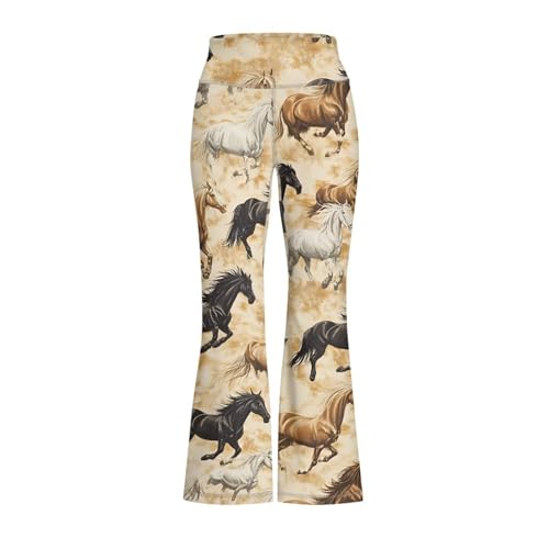 Image of Girls Leggings Floral Print High-Waisted Flared Pants 5-14 Years