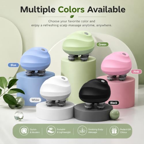 Image of Electric Scalp Massager, Electric Scalp Massager for Men Women, Handheld Cat Dog Pet Head Massager with 4 Massage Heads, 3 Speeds, Waterproof Massager for Soothing Muscles Joints, Hair Growth, Stress Relief