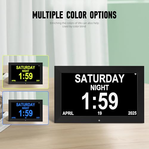 WiFi Clock with Date, Alarm, Weather, Temperature & Humidity Display – Auto Brightness, Multiple Alarms, suitable for the elderly and Alzheimer's patients. - Image 4