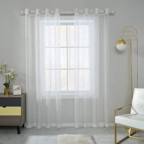 RAIN CITY White Sheer Curtains 84 Inch Set Cover