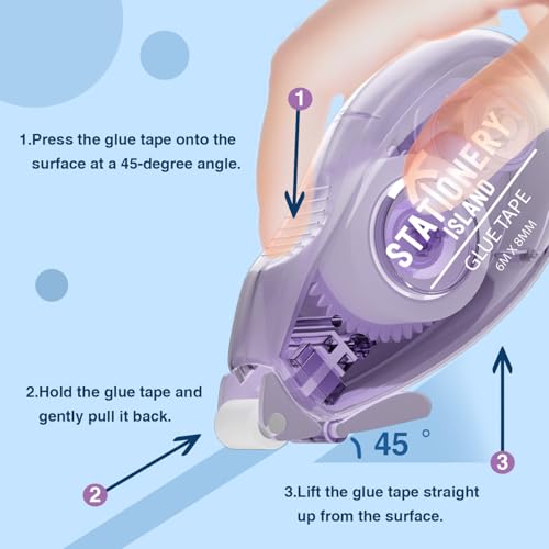 STATIONERY ISLAND 6 Stück Kleberoller, Fotokleber Doppelseitig Selbstklebend 6mx8mm, Scrapbook Zubehör, Kleberoller Maus für Foto, Journaling, Fotoalbum, Schule und Büro, Weihnachten Geschenke