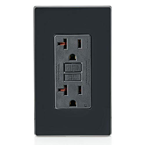 Image of Leviton GFCI Outlet, 20 Amp, Self Test, Non Tamper-Resistant with LED Indicator Light, Protection from Electric Shock and Electrocution, GFNT2-E, Black
