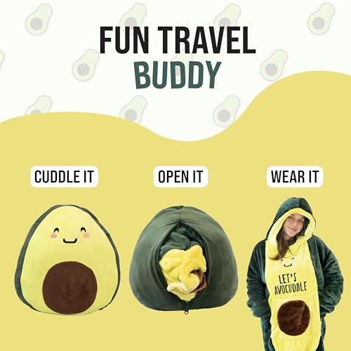 Image of Plushible Wearable Hooded Blanket for Adults, Oversized Hoodie with Sleeves & Pocket, 2-in-1 Comfy Hoodie Blanket Pillow - Avocado