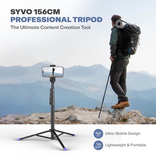 Syvo SP-500 63 Inch (160CM) 1.6M Tripod Stand with Mobile Phone Holder – Versatile Stand for Ring Lights, Cameras, and Mobile Phones. Ideal for Video Recording, Video Shooting, and Lighting Setup. 2 41JaP5lUtXL
