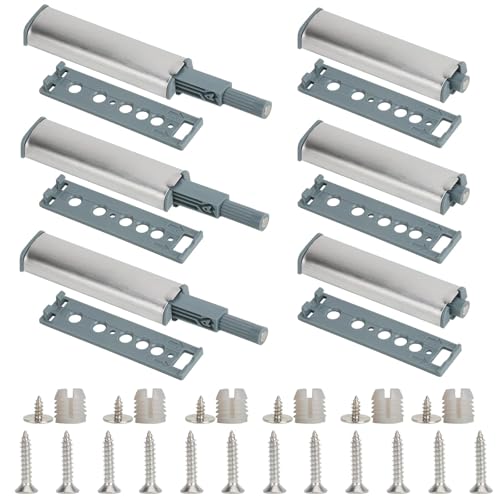 Push to Open Aimant,6 PCS Aimant Poussoir pour Porte de Placard Système Push to Open Magnétique avec Loquet et Amortisseur Fermeture Douce pour Armoire Tiroir et Meuble