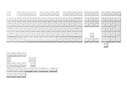 Akko Top Printed Shine-Through Keycaps 131 Teclas ASA Profile PBT Double Shot Full Keycap Set para Teclados Mecánicos (Blanco)