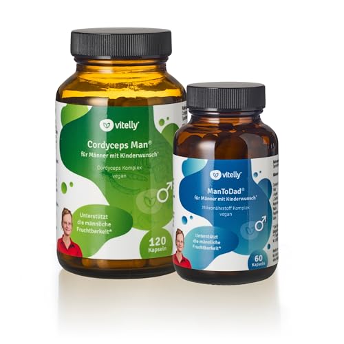 vitelly® ManToDad & Cordyceps Man I Kinderwunsch-Vitamine-Set I 16 hochdosierte Mikronährstoffe I Spermienproduktion & Fertilität I 100% Vegan