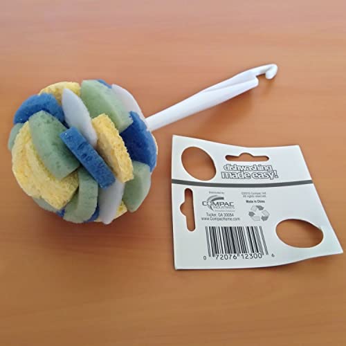 Compac’s Dish Spongewand Plus Tri Surface Scrubbing Sponge With Cello Foam Scour Sponge Petals, Cleans Dishes, Glassware 360° Scrubber Pads For Tough To Clean Pots Pans, Multi-Color, (Pack Of 6) #TOP7
