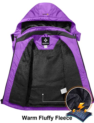 Image of GEMYSE Girl's Waterproof Ski Snow Jacket Hooded Fleece Lined Windproof Winter Jacket
