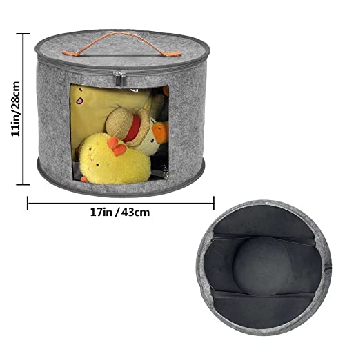 Evekei Hat Storage Boxes For Women And Men Hat Storage With Lid, Large Foldable Round Travel Hat Boxes, Cowboy Hat Box, Bandboxes Fedora Felt Big Hat Storage Box, Hat Box For Men Large Round, Hat Organizer Hat Box For Travel 17" X 11" Inch Gray #TOP1