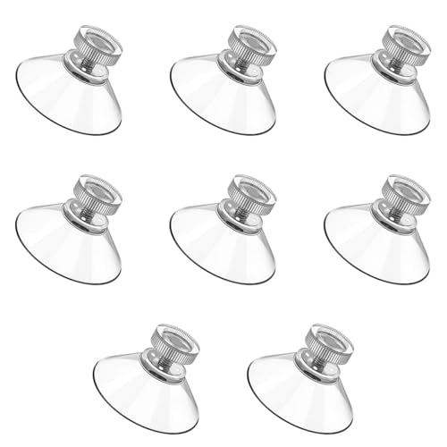 Clear Suction Cups, 40mm Big Suction Pads with M4 Thread Screw, Window Suckers for Glass, Plastic Adhesive Suction Holder for Daily Hanging in Bathroom Kitchen Wall Door (Transparent, 8 Pcs)
