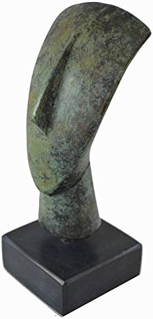 Cycladic bronze head ancient Greek reproduction miniature sculpture on marble