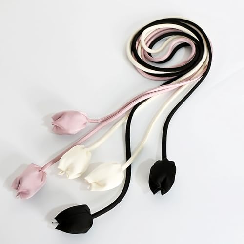 Women's Boh Satin Cloth Flower Belt, Skinny Thin Waist Belt for Dress Skirt Pants Sweater Belt4