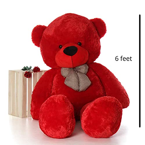 Image of Giant Plush Teddy Bear - Soft, Cuddly Plush Toy for Valentine's Day, Birthdays, Anniversaries for Kids, Girls, & Loved Ones 72 Inch Stuffed Animal Toy - Soft Red Bear 183cm