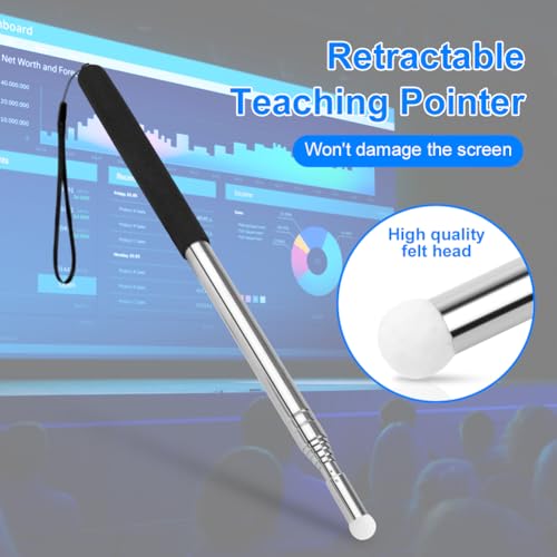 Vicloon Zeigestab Ausziehbar, 120cm Ausziehbar Teleskopstab, Rostfreier Stahl, Rutschfester Griff für Lehrer Whiteboard Tafel Zeiger für Präsentationen, Formate, Seminare