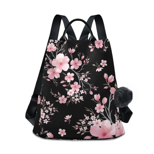 Image of ALAZA Pink Cherry Blossom Flowers Backpack Purse for Women Anti Theft Fashion Back Pack Shoulder Bag