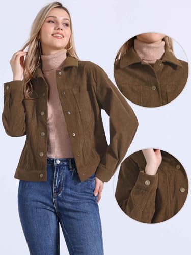 Allegra K Corduroy Jacket for Women Casual Long Sleeve Fall Outerwear Button Down Shacket Jackets2