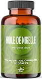 Huile de Nigelle Gelules – Capsules d’Huile de Cumin Noir – 120 Gélules Softgel 1 000 mg avec Vitamine E – Fabriqué en Allemagne – En bouteille en verre