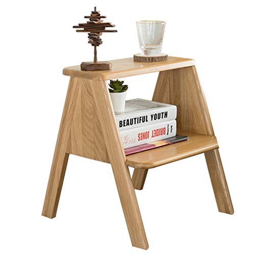 ZLL - Klappstufen 2-stufige Holzleiter, tragbarer Multifunktions-Treppenhocker für Zuhause, Bibliothek, Blumenständer, Aufbewahrungsregal, Trittleiter, max. Zuladung 150 kg Cover