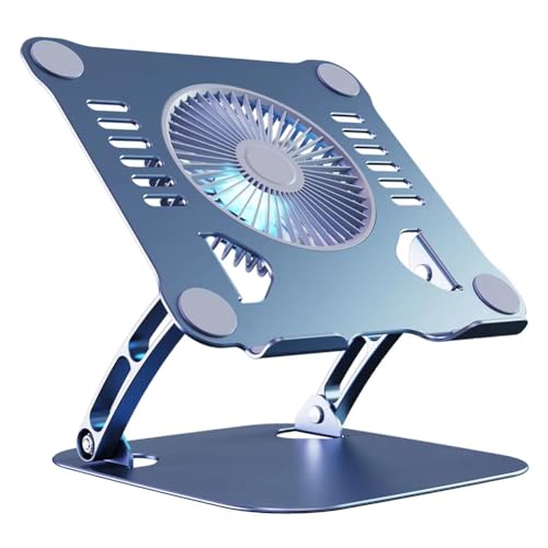 Muuookka Soporte Plegable para Portátil y Tableta con Ventilador de Refrigeración, Soporte de para Portátil, Enfriador de Escritorio, Soporte de Aluminio para Portátil, Color Gris.
