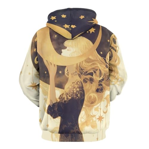Sweatshirt lune étoile manches longues coupe pullover unisexe taille S